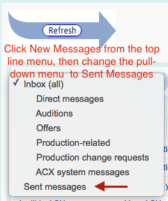 ACX Sent Messages menu