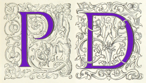 illustrated letters P and D